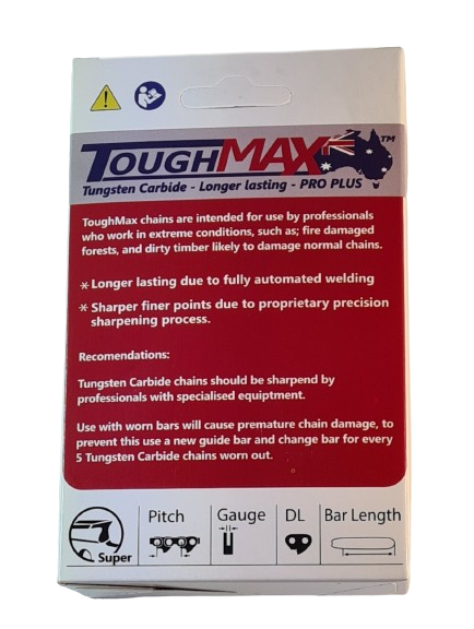 1x Tungsten Carbide Chain for small saws, 12 inch .043 3/8 44DL (22 cutters) ToughMax - Fits many saws running 12 inch bar.