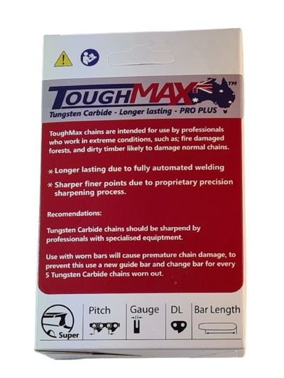 1x Tungsten Carbide Chain for small saws, 12 inch .043 3/8 44DL (22 cutters) ToughMax - Fits many saws running 12 inch bar.